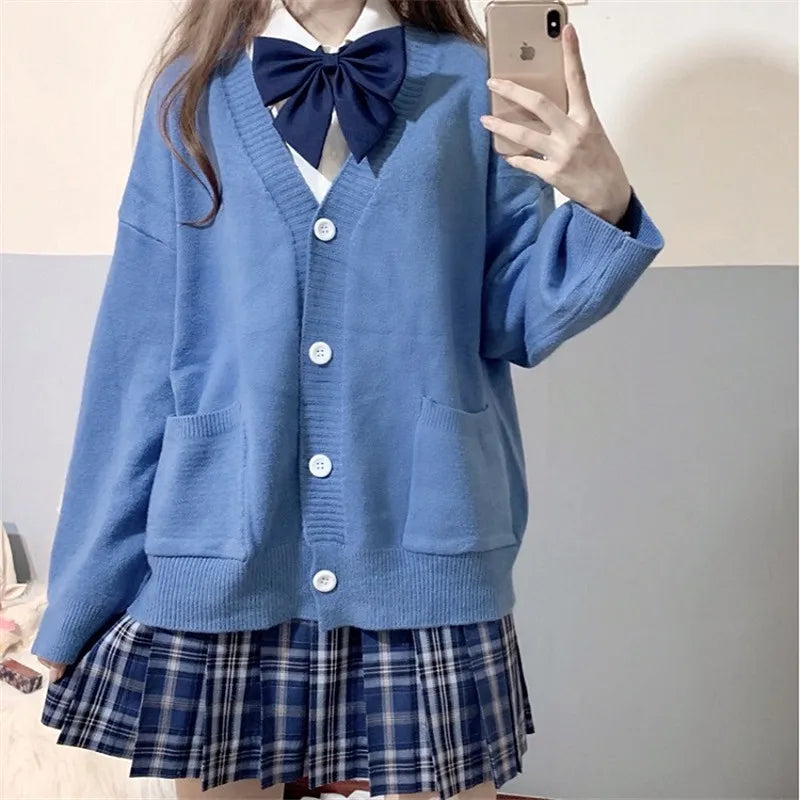 AIERTU  -  Girly Knitted Sweater Cardigan Long-sleeved Jacket College Style Autumn and Winter Sweater Women Aiertu