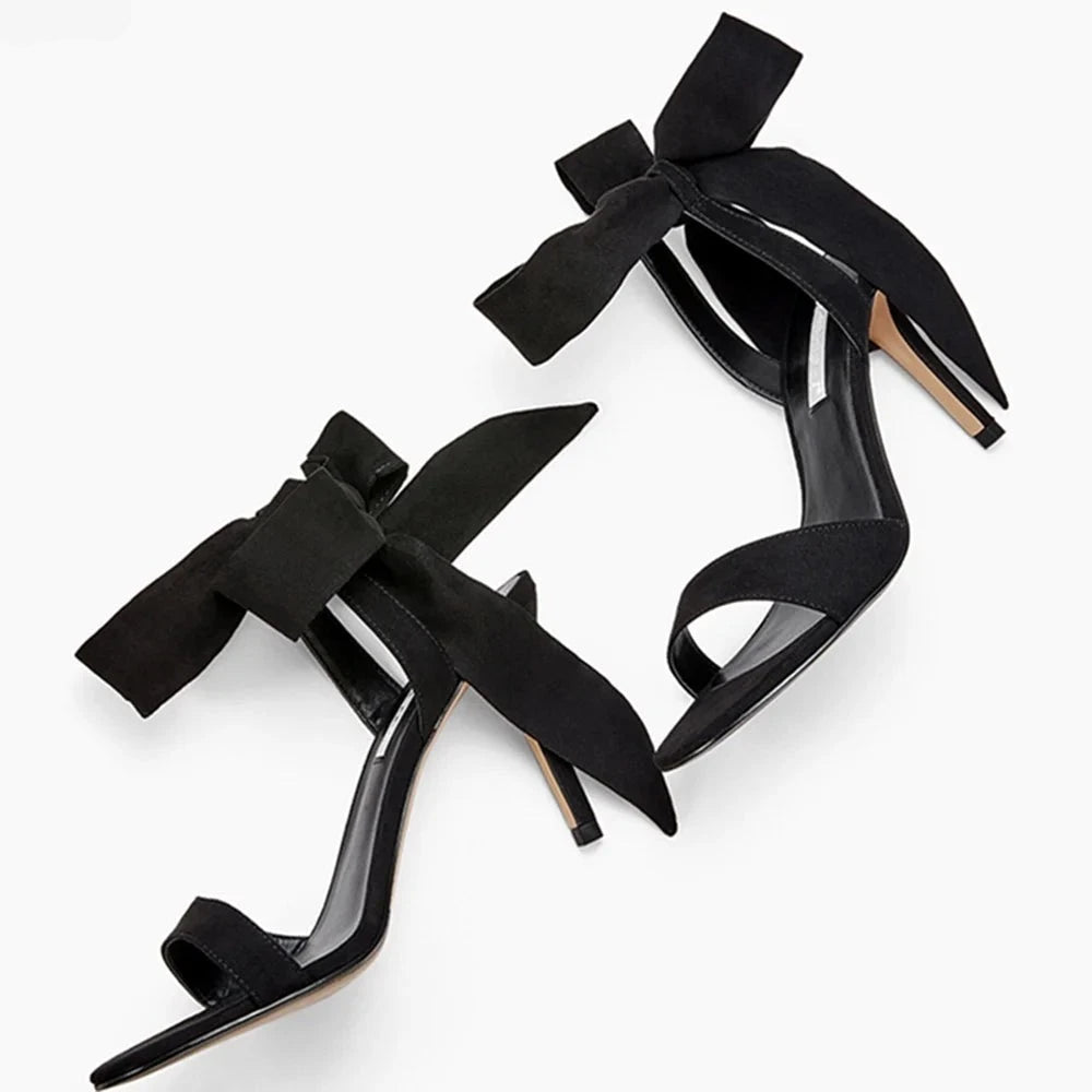 Aiertu  High Heel Solid Women's Stiletto Matte Bow Cross Straps Fashion Sexy Open Toe One Word Belt Sandals Women Aiertu