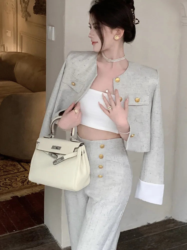 Aiertu High End Small Fragrance Two Piece Set Women Jacket Coat + Pant Sets Fashion Casual 2 Piece Sets Women Outfit Conjunto Femininos Aiertu