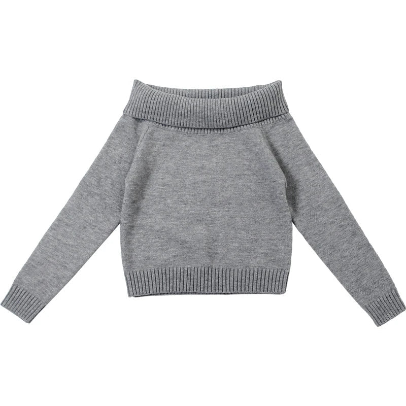 AIERTU  -  Knitted Clothing Two Piece Sets Off Shoulder Long Sleeve Sweater+Elastic Tight High Waist Shorts for Women Street Outfits Aiertu