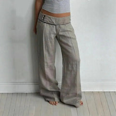 AIERTU  -  Casual Euramerican Vintage High Waist Buttons Design Stright Pants Y2k Harajuku Wide Leg Trousers Punk American Lazy Pants Aiertu