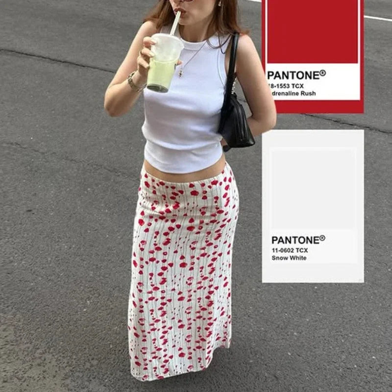 AIERTU  -  Summer New Women's Clothing Flower Printing Skirt Straight Long Skirt Casual Temperament Aiertu
