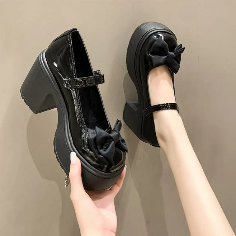 Aiertu Back  to school White Platform Heels Women Mary Jane Shoes Vintage Girls High Heel Platform Lolita Shoes Japanese Style College Student Shoes Aiertu