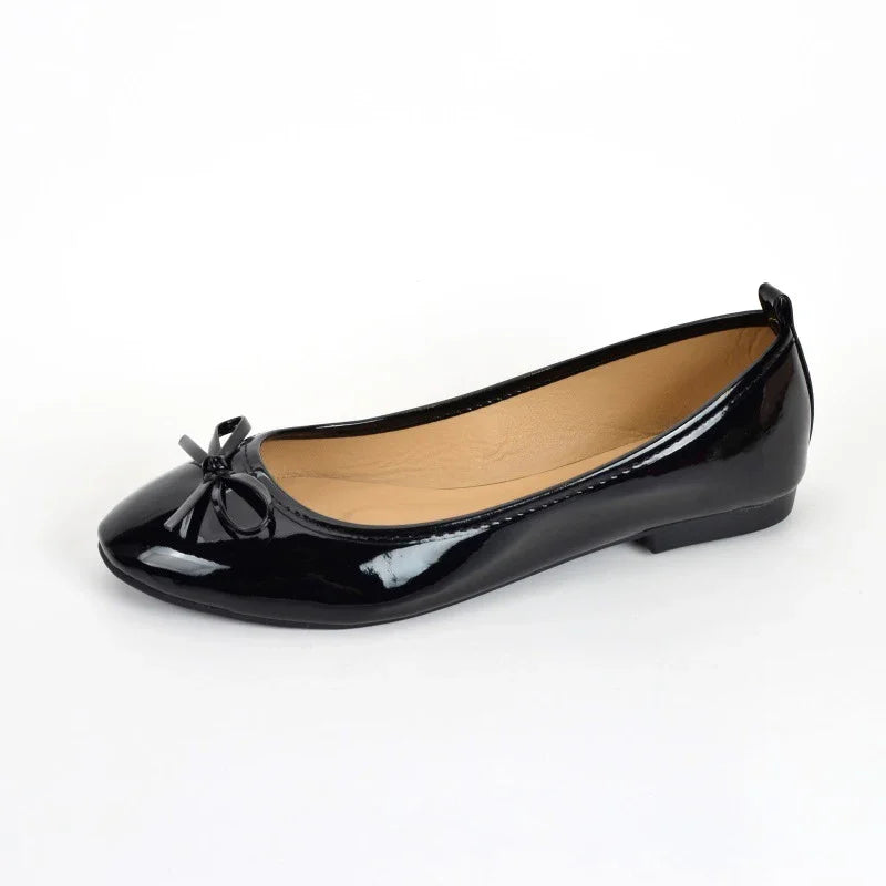 Women's Casual Patent Leather Korean Shoes Ladies Bowknot Shallow Elegant Female Moccasins Summer Autumn Flats Shoe Aiertu