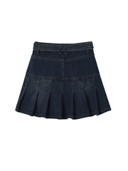 Aiertu Y2k High Waist Denim Mini Pleated Skirts With Belt Women Summer Fashion Retro A Line Skirt Korean Ins Female Casual Skirts Aiertu