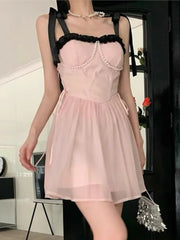 Aiertu Women Fashion New Solid Sweet Mini Dress Vintage Casual A-Line Party Birthday One Pieces Vestidos Female Clothes Summer Robe Aiertu