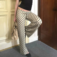 AIERTU  -  Retro Polka Dot Printed Micro-pull Pants Autumn New Loose Casual Low-rise Trousers Aiertu
