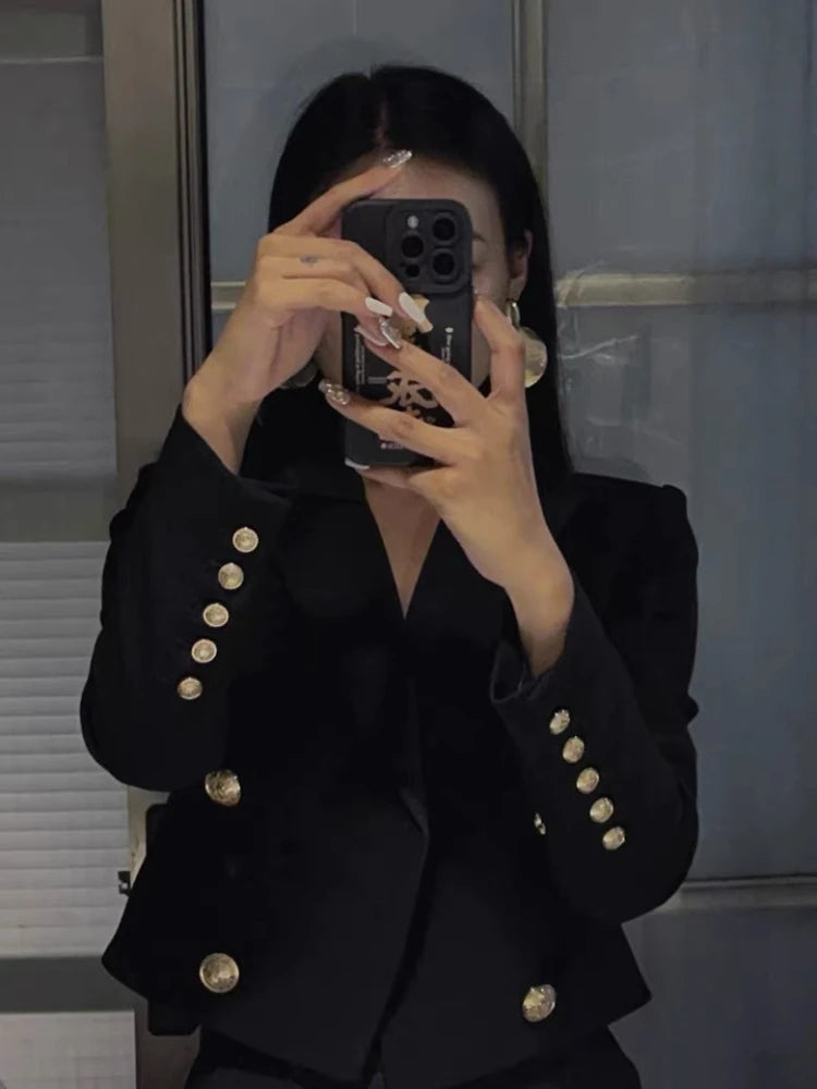 Aiertu Fashion Simple Casual Long Sleeve Female Jackets Suit Collar Blazers Short Tops 2023 Autumn Korean Chic Elegant Women Coats Aiertu