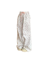Aiertu Women's Flower Print Pants Y2k 2000s Fashion High Waist Baggy Trousers Harajuku Wide Leg Pants 90s Aesthetic Fashion Clothes New Aiertu