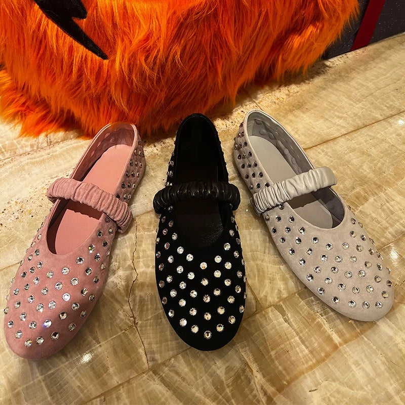 AIERTU  -  New Women's Mary Jane Shoes Exquisite Rhinestone Casual Shoes for Woman Fashion Ballet Flat Shoe Designer Shoes Zapatos De Mujer Aiertu