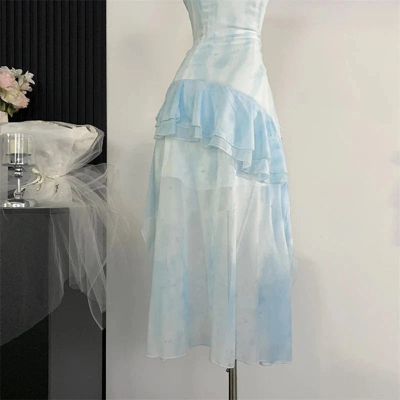 Aiertu - Aquatic Songs and Marine Roses Dress Mermaidcore Kawaii Academia Y2K Cottagecore Coquette Fairycore Dollette Princesscore Aiertu