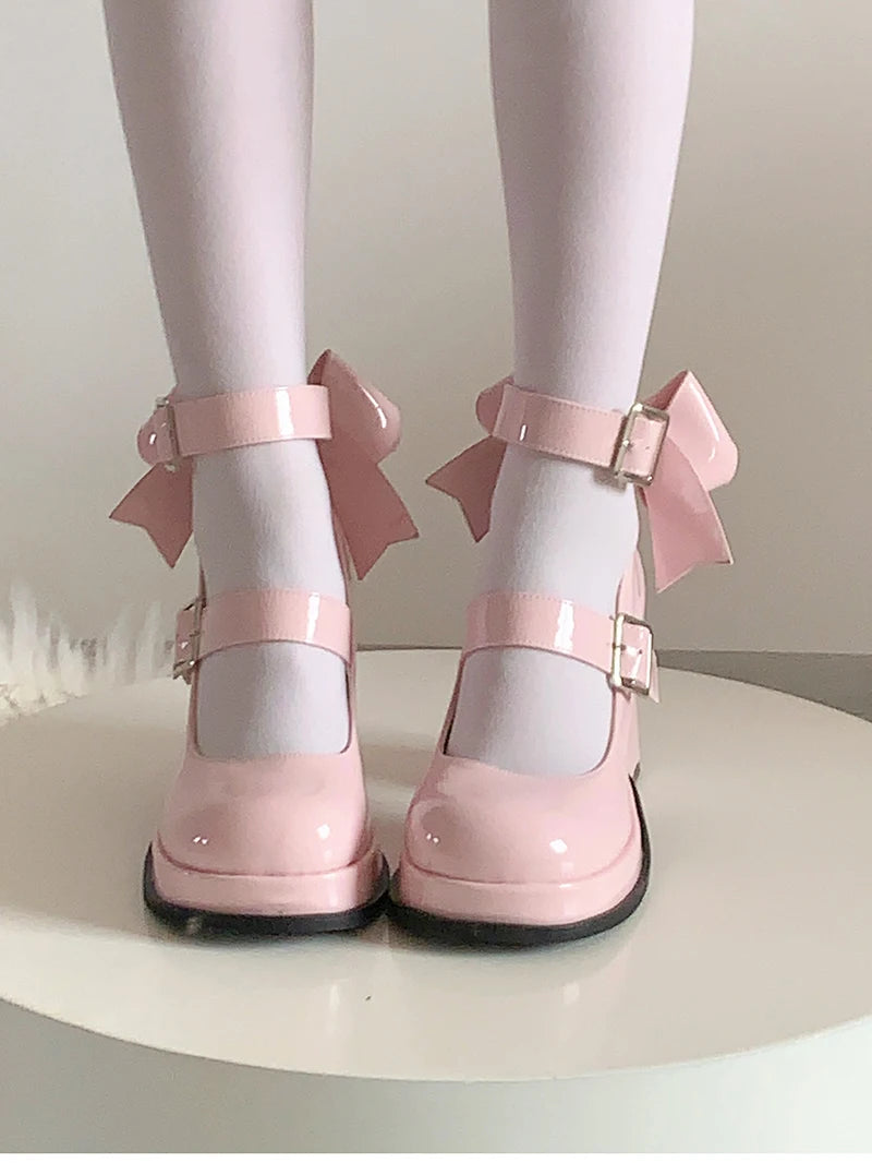 Aiertu Back  to school Platform High Heel Women Mary Jane Shoes Fashion Shallow Butterfly-knot Autumn Ladies Dancing Party Prom Pumps Aiertu