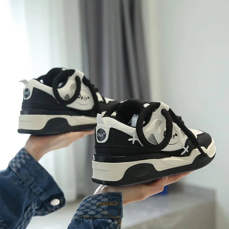 Aiertu Student Black Platform Bread Shoes for Women Couples All-match Casual Sneakerskorean Fashion Student Loose Shoes  Adult Aiertu