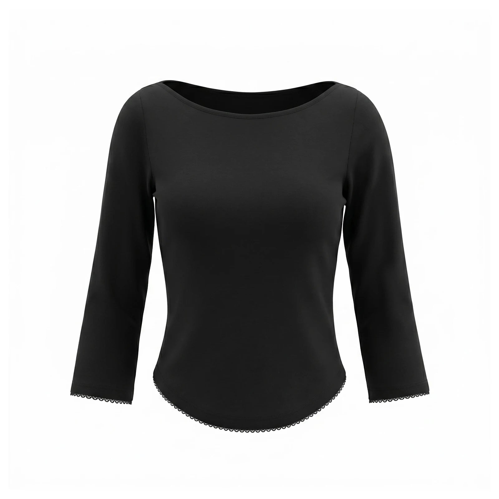 AIERTU  -  Women Summer Elegant T-Shirts Boat Neck 3/4 Sleeves Scalloped Curved Hem T-Shirts Y2K Cute Going Out T-Shirts Tops Aiertu
