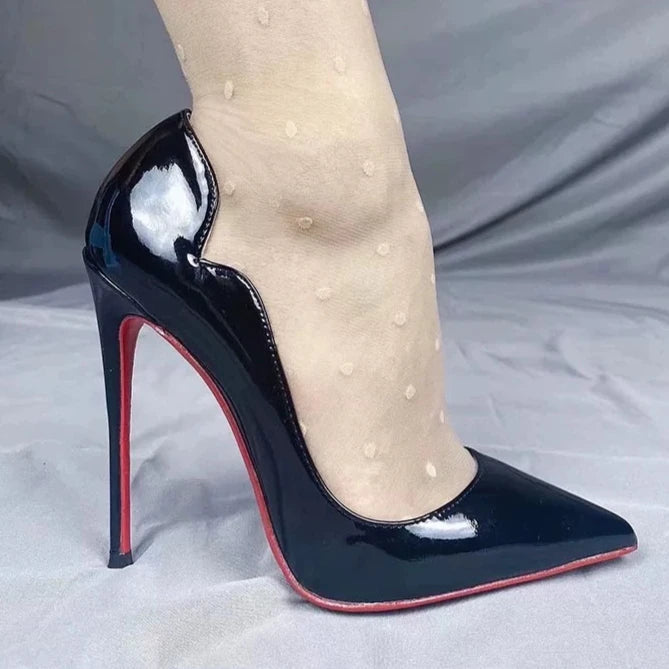 AIERTU  -  European and American Foreign Trade Banquet Patent Lace V-mouth Ultra-fine High-heeled Women's Single Shoes Aiertu