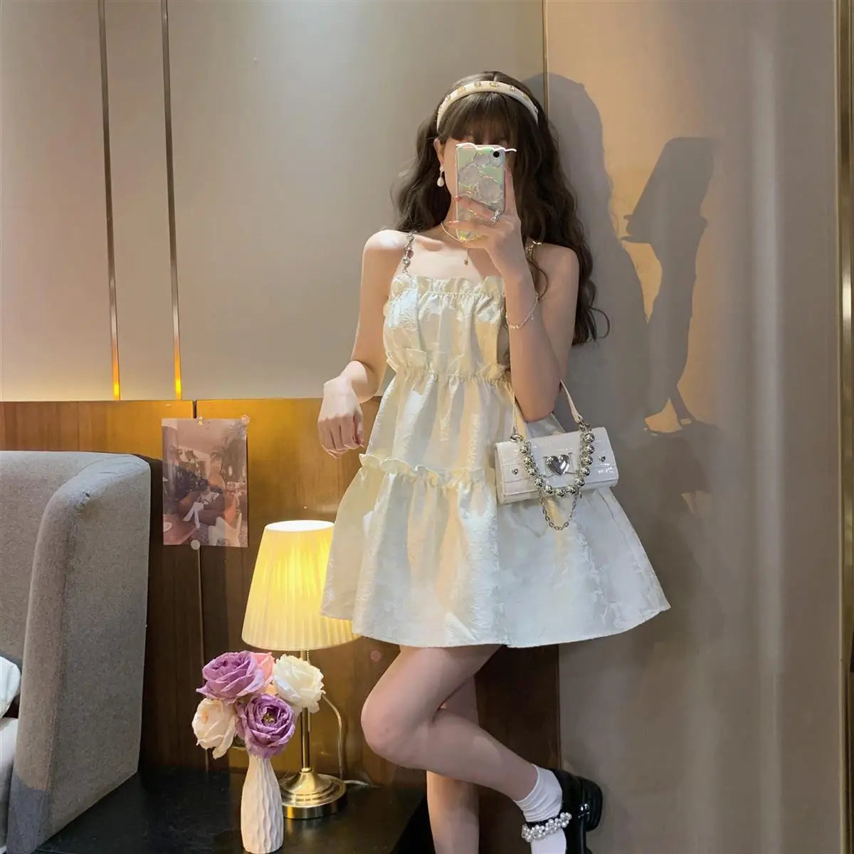 Aiertu DRESS TO IMPRESS Sleeveless Dress Women A-line Mini Summer Sweet Breathable Students Ruffles Designed Chic Party French Style Princess Vestidos aiertu