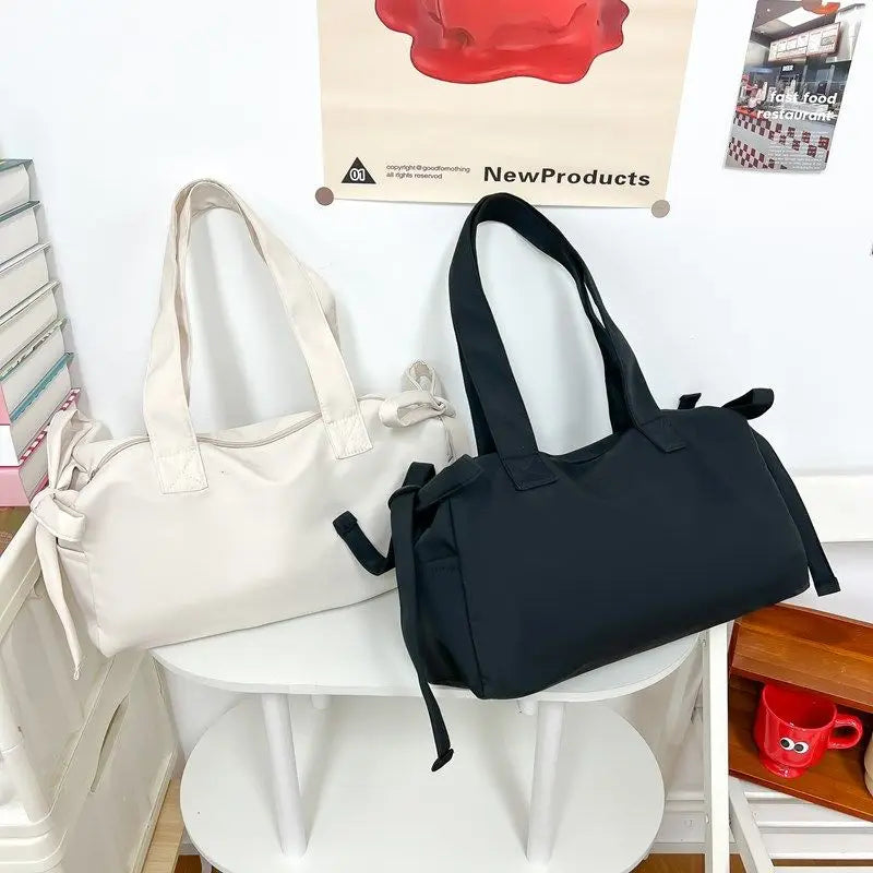 AIERTU  -  Ins Niche Hand-held Shoulder Bag Solid Color Large Capacity Student Versatile Pleated Tote Bags Aiertu