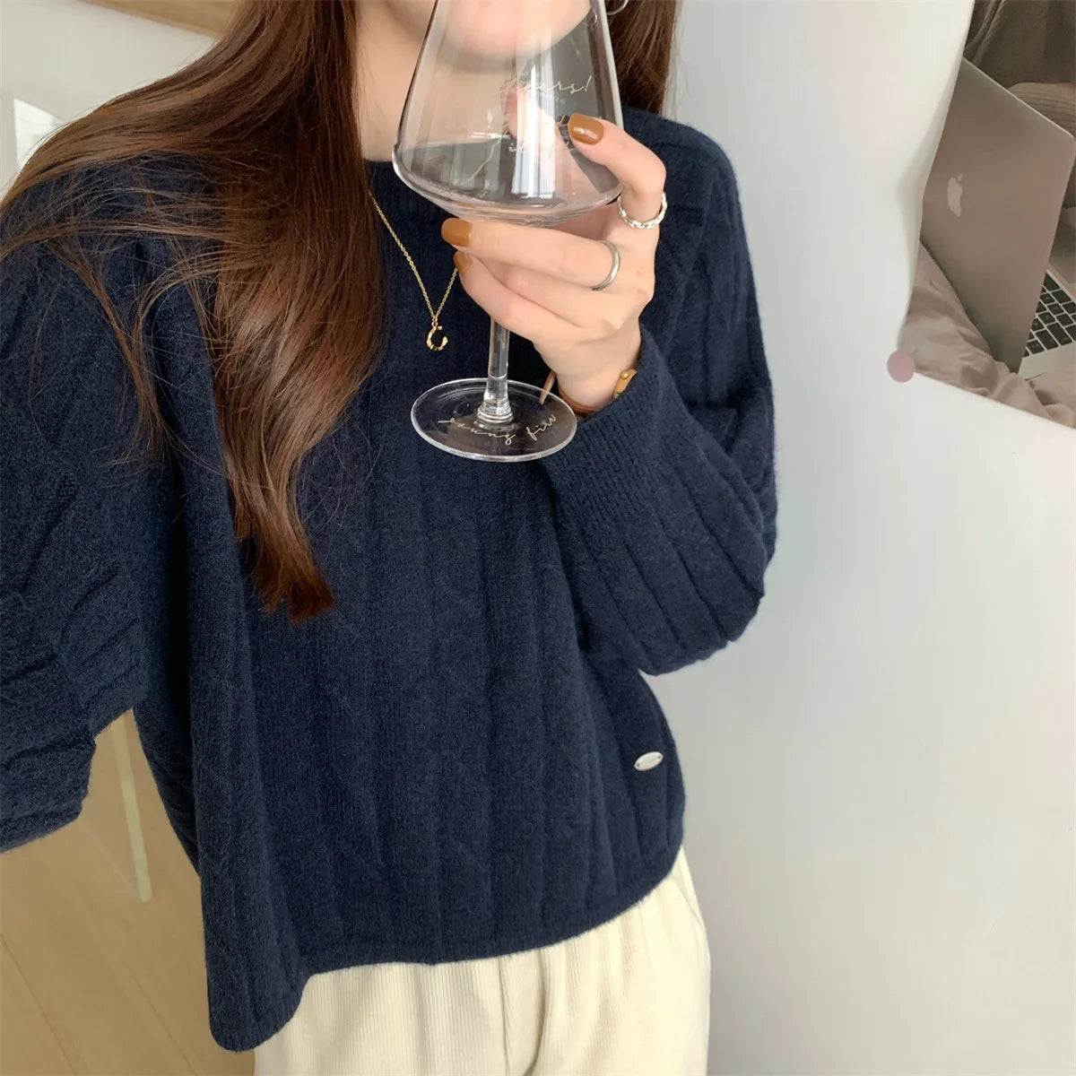 AIERTU  -  Autumn Winter New Arrival Red Crew Neck Pullover Sweater Knit Base Layer Fashion Casual Loose Versatile Women Top Aiertu