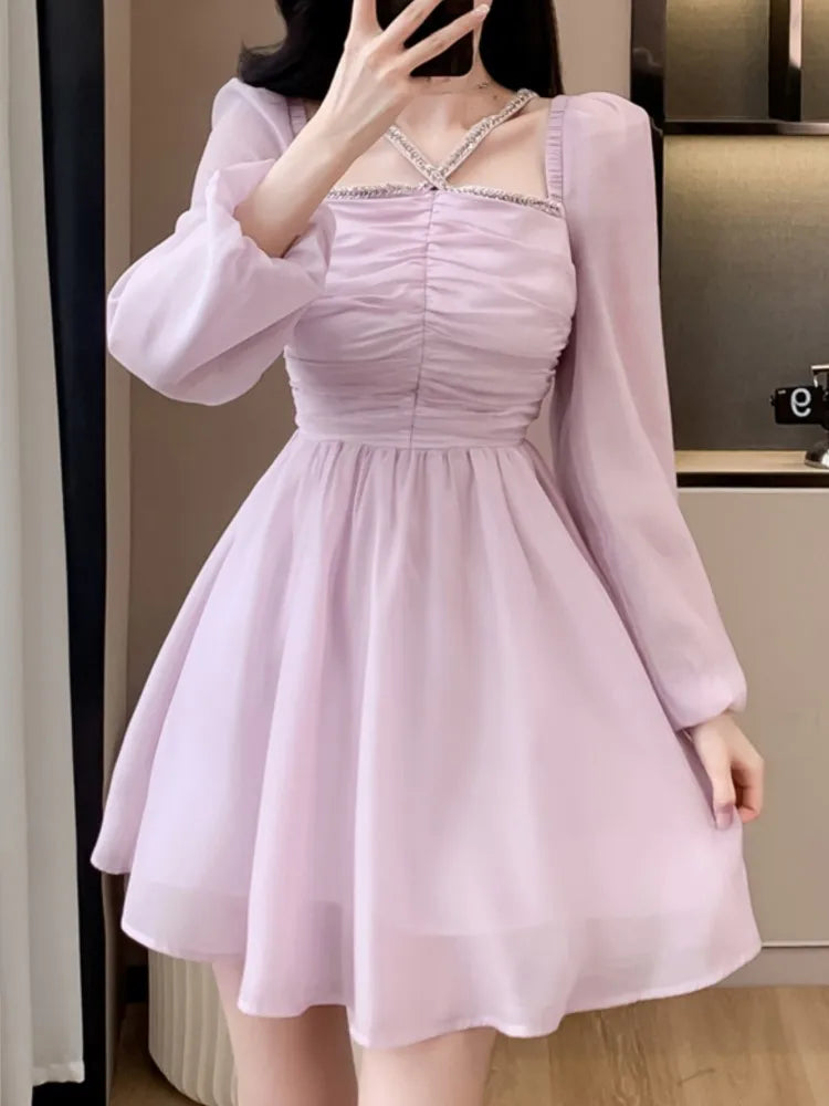 Aiertu Fashion New Women Vintage Elegant Chic Party Dress Long Sleeve Casual Birthday Club Prom Vestidos Female Summer Robe New Clothes Aiertu