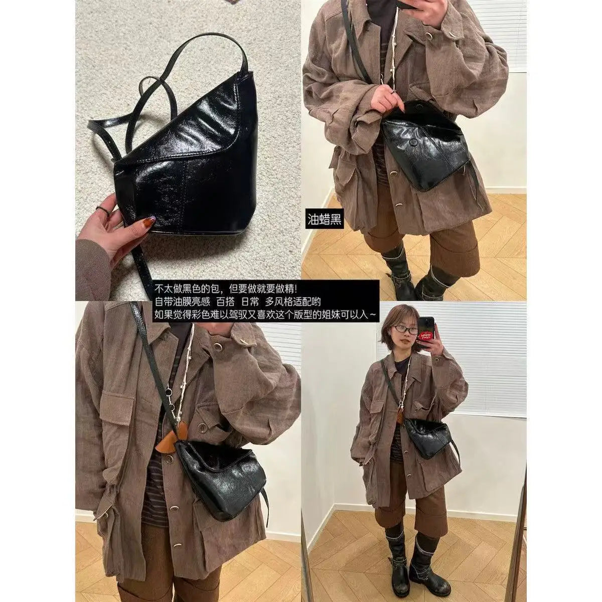 AIERTU  -  Spring New Niche Design Oil Wax Leather Practical Single Shoulder Crossbody Bag Aiertu