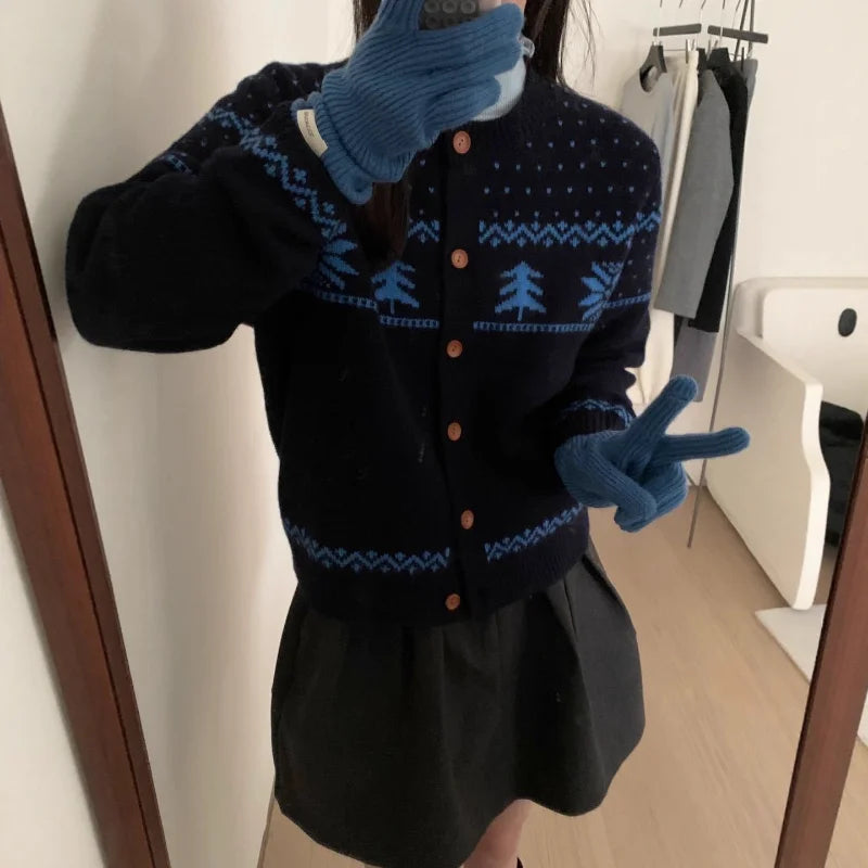 AIERTU  -  Autumn Winter New Arrival Lazy Style Casual Versatile Knitted Cardigan Women Korean Style Crew Neck Soft Sweater Coat Aiertu