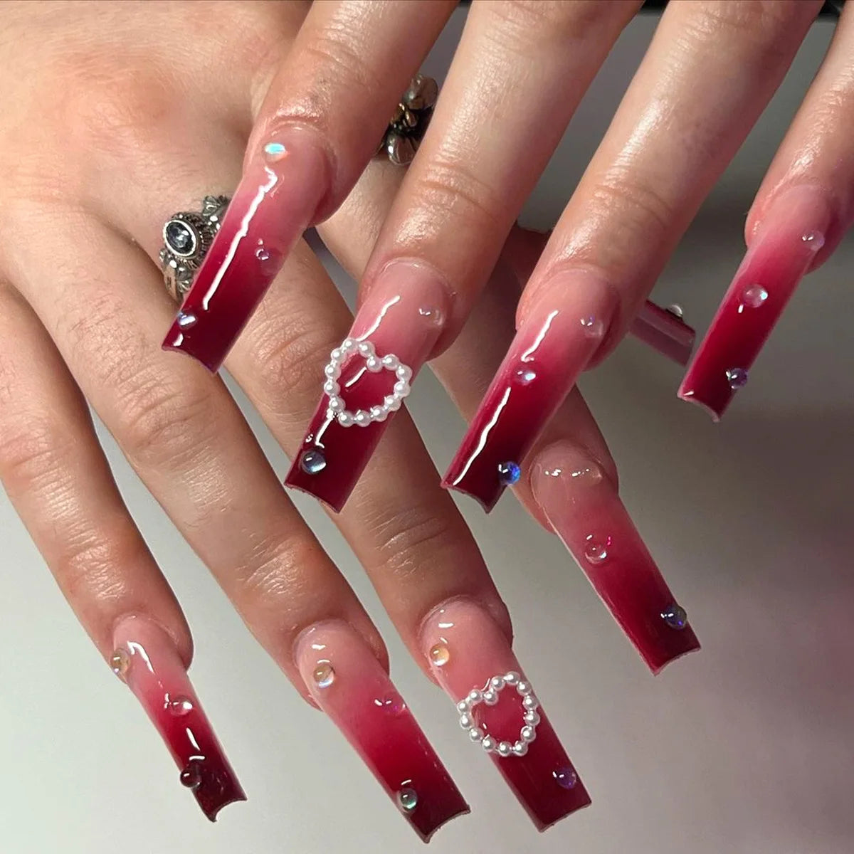 Aiertu 24pcs Artifical Bails With Glue Fake Nail Tips With Design Detachable Press On Nails Long Fake Nail Finished Nail Piece Sticker Aiertu