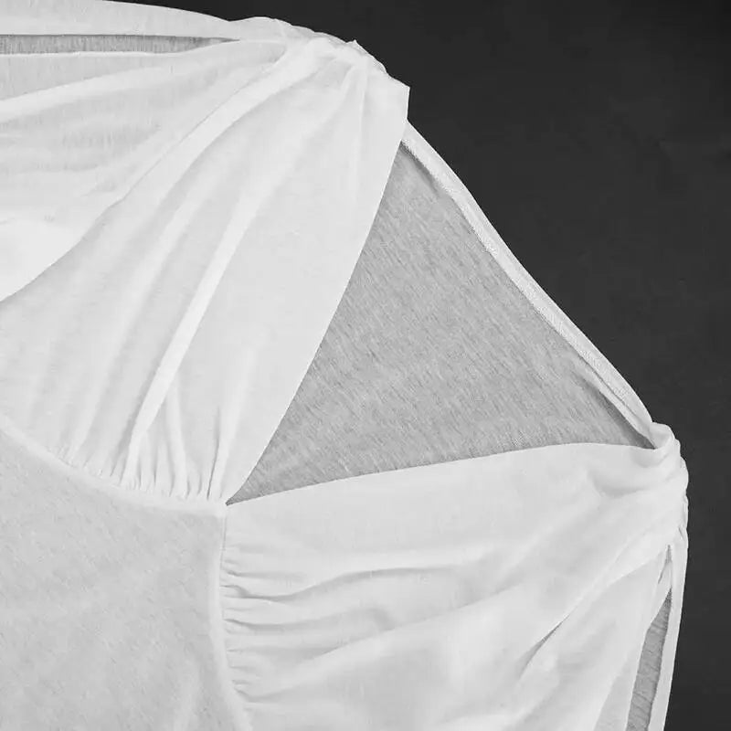AIERTU  -  Mesh Deep V Neck T Shirt With Ribbon Sleeves Slim Fit Waist Cinching Pleated Top Women Sexy Fashionable Elegant Stylish Summer Aiertu