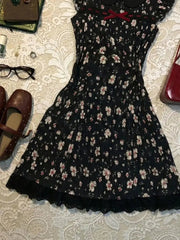 AIERTU  -  Harajuku Dresses Vintage Women's Dress Kawaii Y2k Summer Floral Print Slim Sexy Short Sleeve 90s Hot Girl Fashion Elegant Shoujo Aiertu
