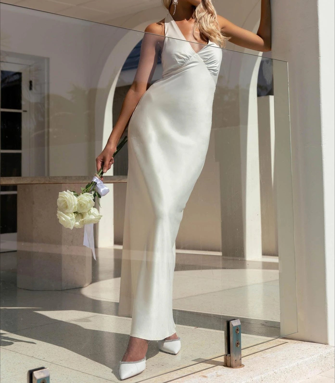 AIERTU  -  Women Summer Elegant Sexy V-Neck Straps Backless Tie Up Dress Slim Satin Evening Gown Party Dress Tank Sleeveless Croped Spicy Aiertu