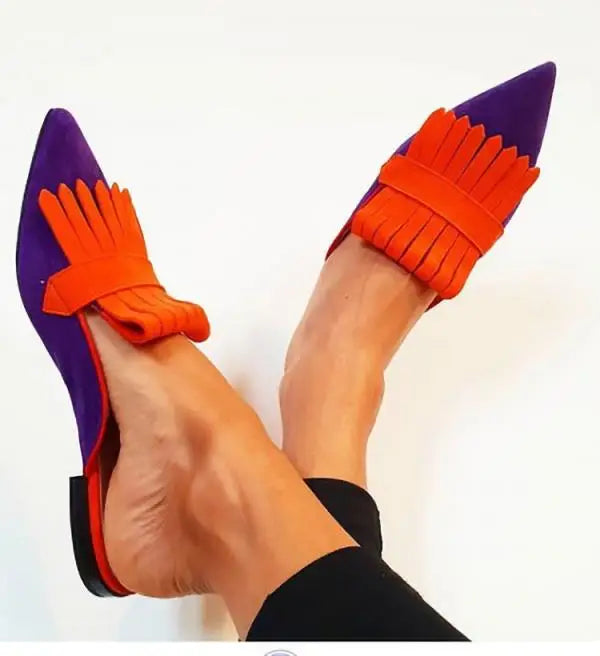 Aiertu Pointed Toe Big Size Shoes Woman Casual Female Sneakers Low Heels Flats Fringe Large Size Dress New Tassel Scandals Lace-Up Slip Aiertu