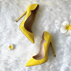 AIERTU  -  European and American Foreign Trade Banquet Patent Lace V-mouth Ultra-fine High-heeled Women's Single Shoes Aiertu