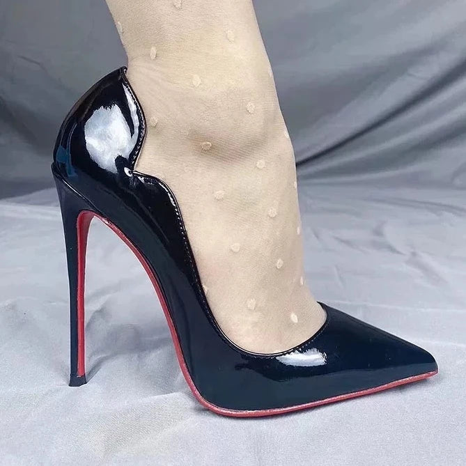 AIERTU  -  European and American Foreign Trade Banquet Patent Lace V-mouth Ultra-fine High-heeled Women's Single Shoes Aiertu