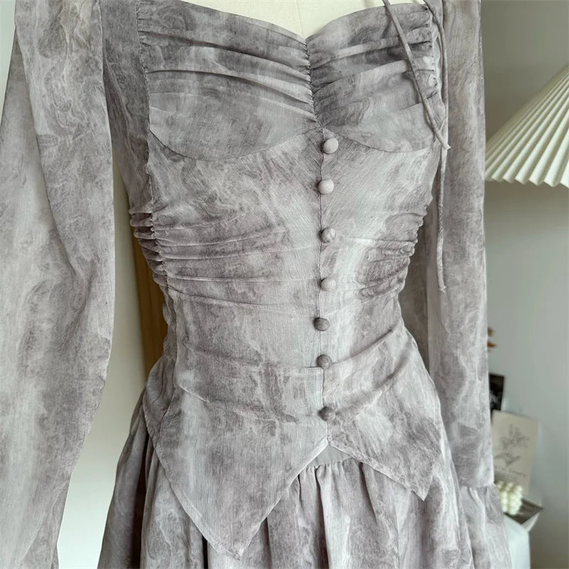 Aiertu Women A-line Luxury Dress Elegant Long Sleeve Mini Evening Dress Harajuku Vintage 90s Y2k One Piece Frocks 2000s Clothes Autumn Aiertu