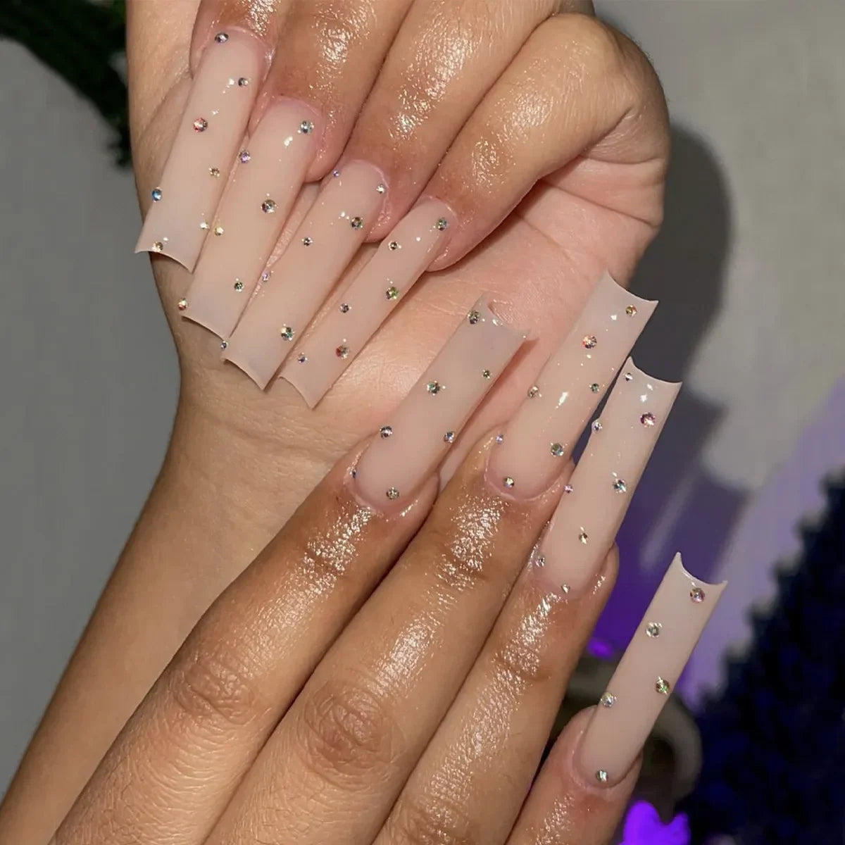 Aiertu 24pcs Artifical Bails With Glue Fake Nail Tips With Design Detachable Press On Nails Long Fake Nail Finished Nail Piece Sticker Aiertu