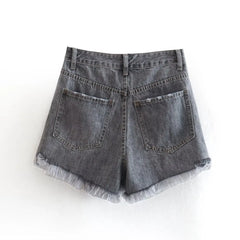 Aiertu Summer Pure Cotton Girls High Street Shorts Women Frayed Distressed Denim Mom Fashion Casual Bermuda Aiertu
