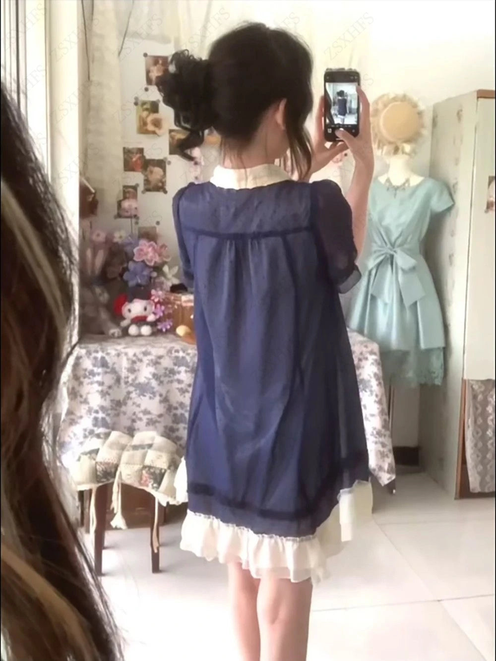 AIERTU  -  Vintage Dress Women Clothes 2000s Japanese Elegant Lace Chiffon Short Sleeves Dress Harajuku Sexy Girl Flowy Design Mini Dresses Aiertu