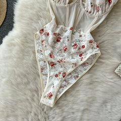 Aiertu Halter Hollow Out Sexy Bodysuits Summer Thin Backless Slim Inside Wear Women Fashion Lace Floral Short Playsuits Aiertu
