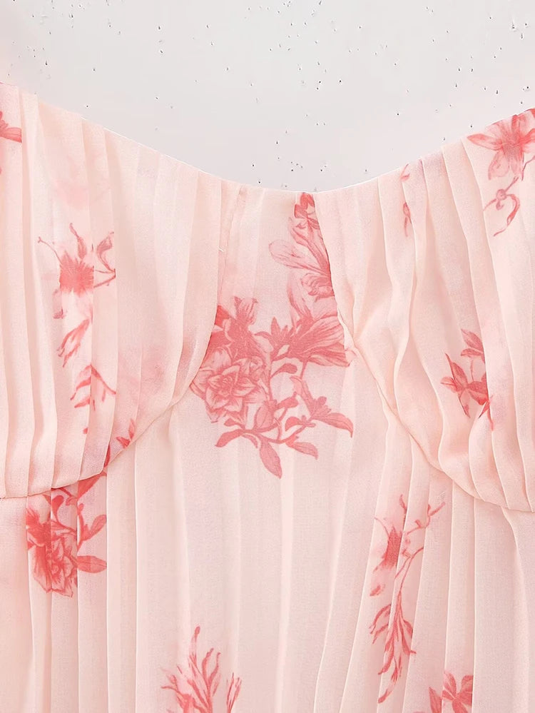 Aiertu  Printed Floral Long Dress Sexy Sleeveless Backless Halter Dress Elegant A-line Midi Dress Holiday Party Split Dresses Aiertu