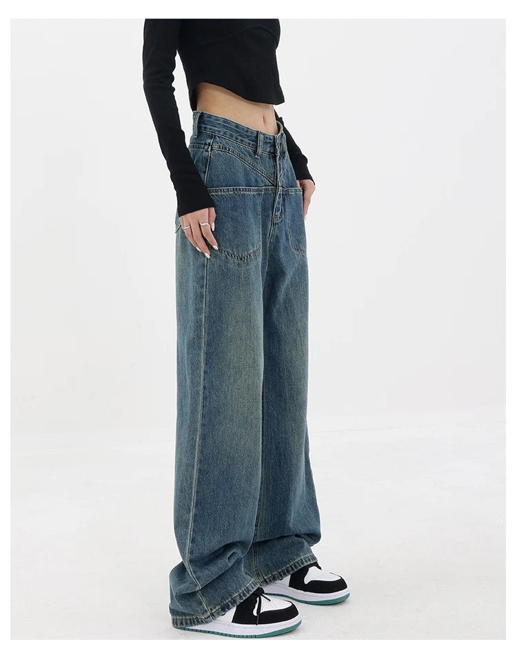 Aiertu Baddie Baggy Wide Leg Boyfriend Jeans Aiertu