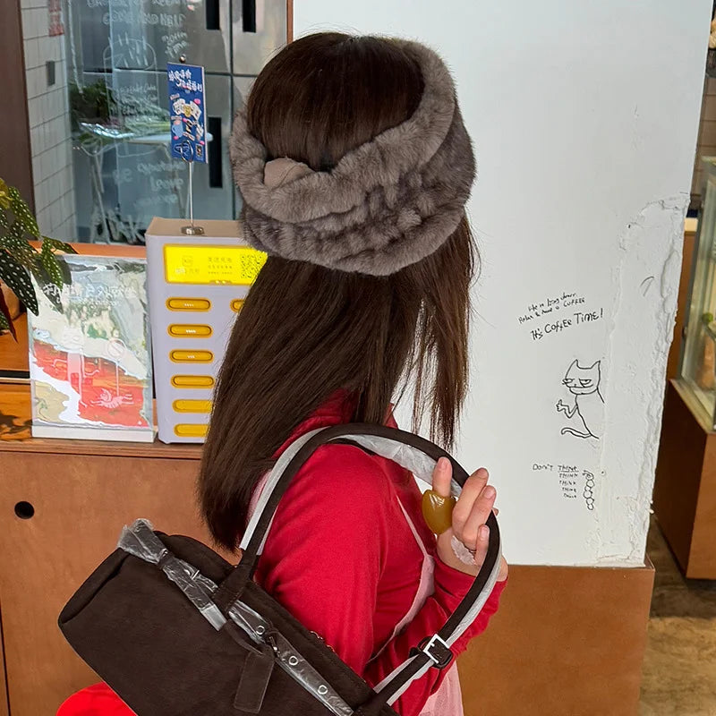 AIERTU  -  Hat Hairband Imitation Mink Fur Warm Headband Leopard Print Soft Retro Spicy Girl With A Fashionable Personality Wide Headband Aiertu