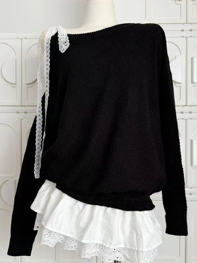 Aiertu Autumn Winter Korean Fashion Ballet Core Mini Dress Women Long Sleeve Frock One-Piece 2000s Aesthetic Lace Grunge Y2k Streetwear aiertu