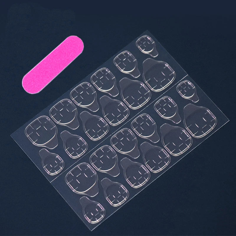 Aiertu 24 PCs Long French Fire Nails with 1 Jelly Gel and 1 Nail File Aiertu