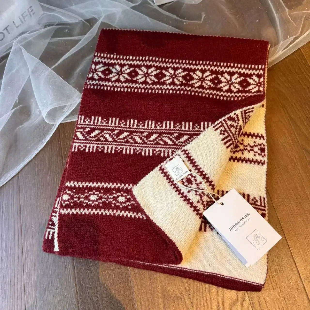 AIERTU  -  Women's Winter Scarf Sweet Warm Fel Island Style Knitted Wool Scarf High End Retro Thickened Warm Woolen Scarf Fashion Scarf Aiertu