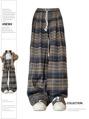 Aiertu Women's Plaid Baggy Sweatpants Harajuku Streetwear Fashion Aesthetic Pants Retro 2000s Vintage Oversize Wide Leg Trouser Clothes Aiertu