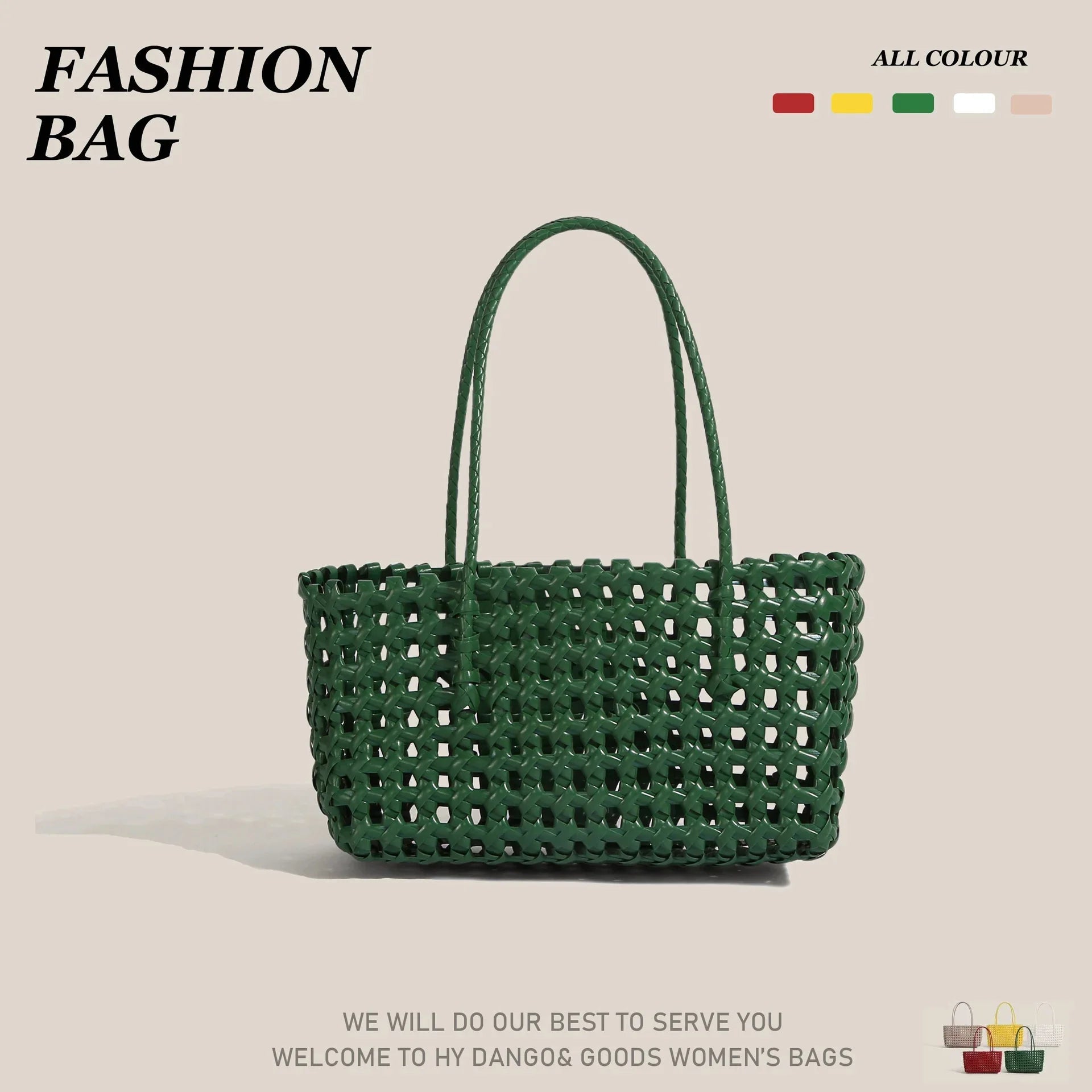 AIERTU  -  Handmade Woven Straw Handbag Portable Crochet Cabbage Basket Beach Vacation Travel Daily Commute Summer Shoulder Bag 30x13x16cm Aiertu