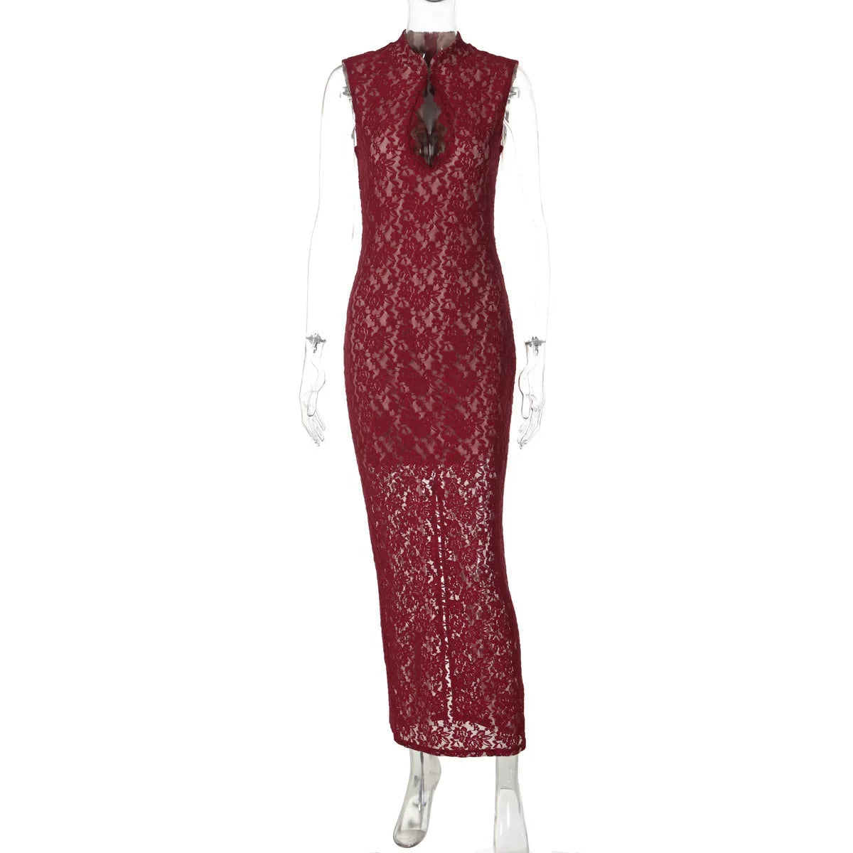 AIERTU  -  Hollow Lace Sleeveless Dress New Sexy Slim Fit Hip-hugging Slit Skirt Aiertu