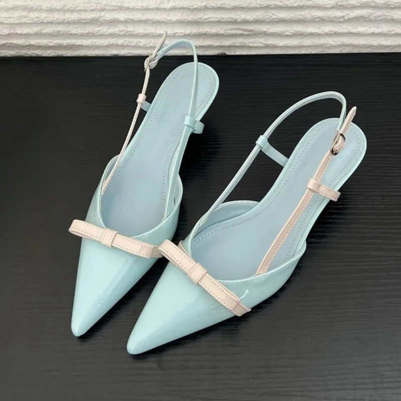 AIERTU  -  Bow Elegant Women's Sandals Summer Fashion Kitten Heels Dress Shoes Ladies Pointed Toe Slingbacks Women Heels and Pumps Aiertu