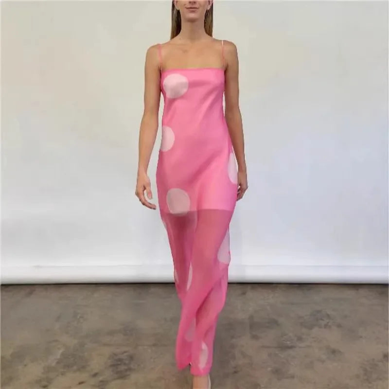 AIERTU  -  Summer New Women's Clothing Slim-fitting Suspender Dress Polka Dot Tube Top Temperament Fashion Perspective Dress Aiertu