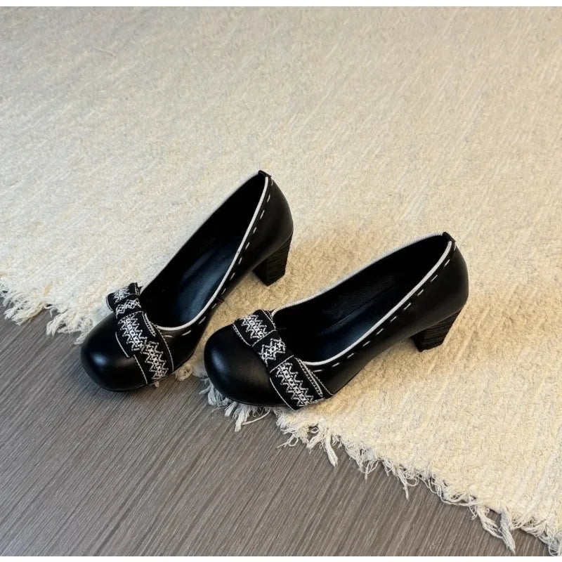 AIERTU  -  New Retro Womens Shoes Exquisite Round Head High Heels for Woman Fashion Bow Lolita Casual Shoes Designer Shoes Zapatos De Mujer Aiertu
