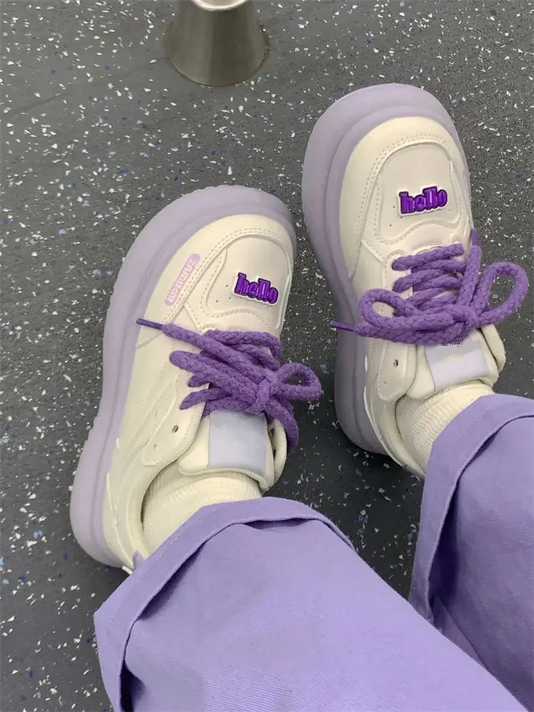 Aiertu Women Sneakers Purple Platform Sports Shoes Skateboard Tennis Female Flat Casual Vulcanize Kawaii Korean Spring Summer Footwear Aiertu